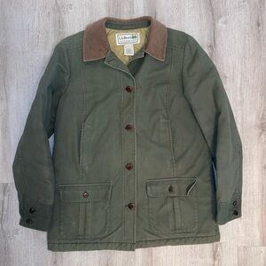 L.L. Bean Olive Jacket with Tan Collar